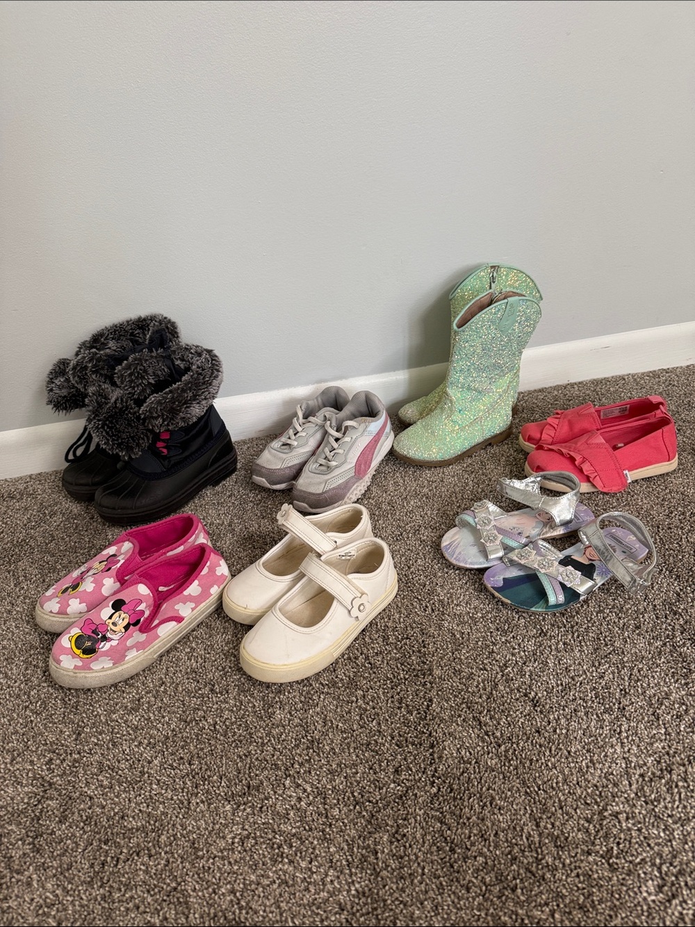 Girls Glitter Green Cowboy Boots - Kids Fashion Boots 7 pices lot